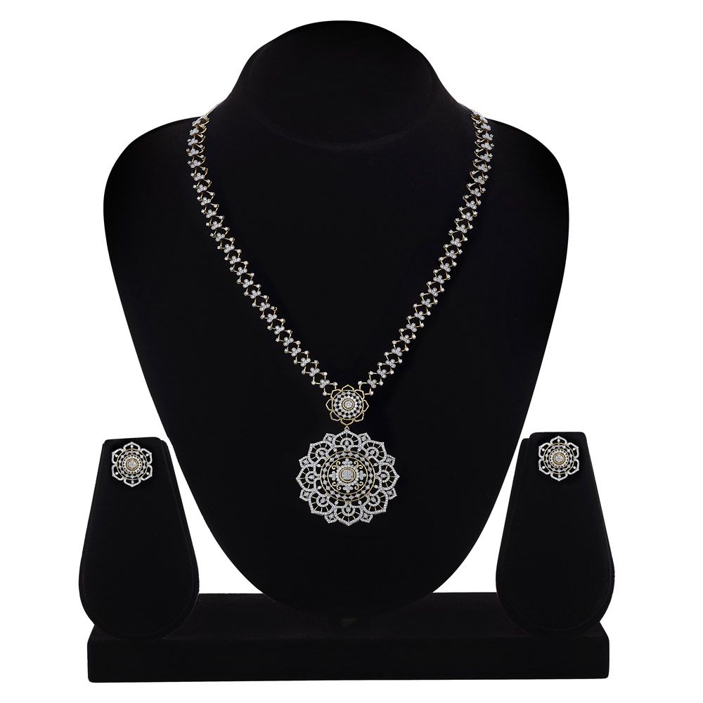 Delightful Diamond Necklace and Earrings Set-All Jewellery-ONS23026-D400R0B