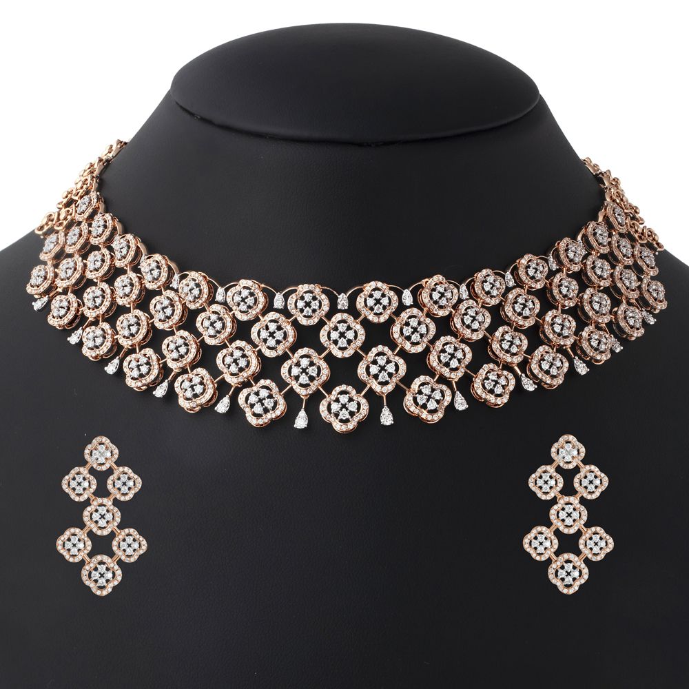 Aesthetically Designed 18KT Rose Gold Jewellery Set-All Jewellery-ONS23032-D300X0B