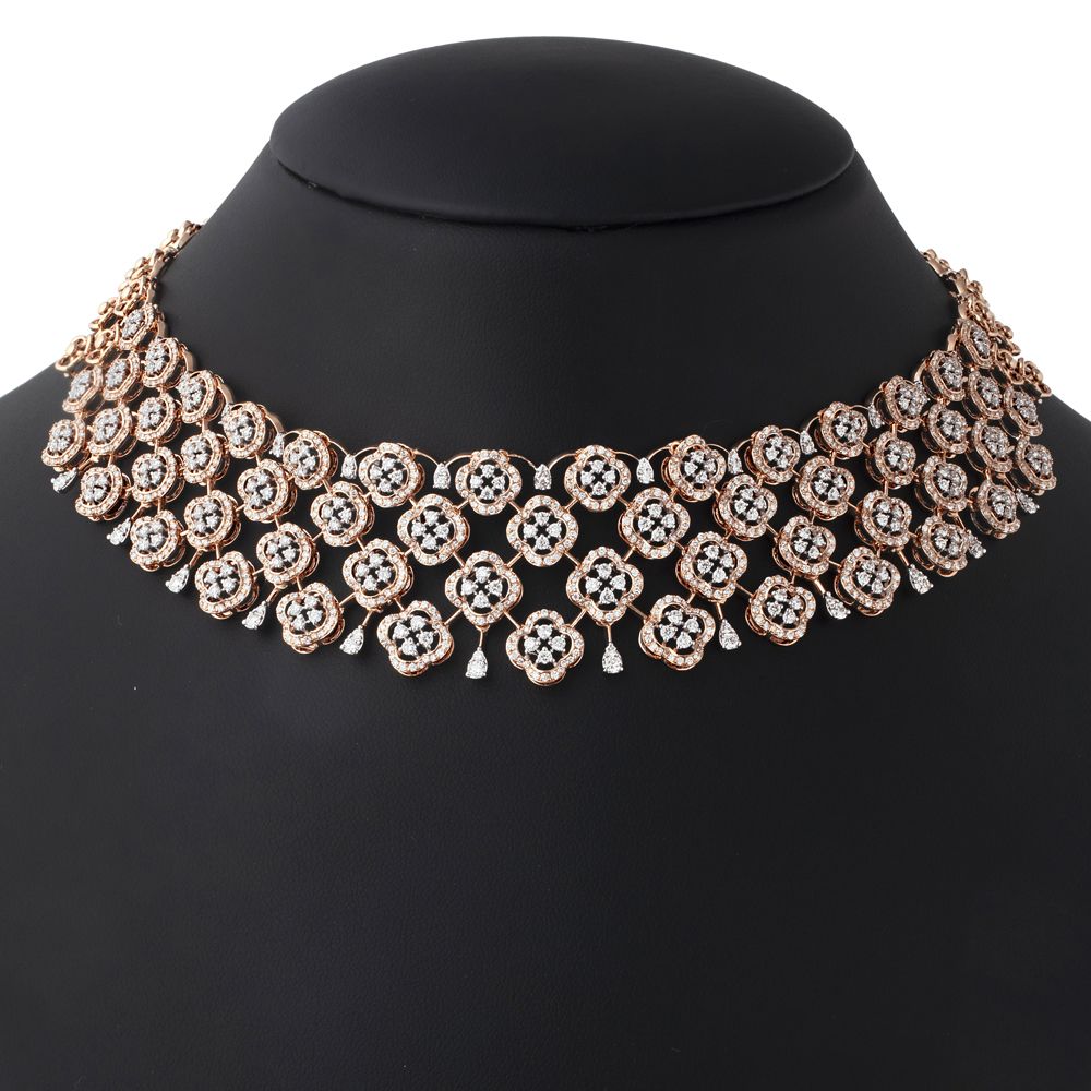Aesthetically Designed 18KT Rose Gold Jewellery Set-All Jewellery-ONS23032-D300X0B