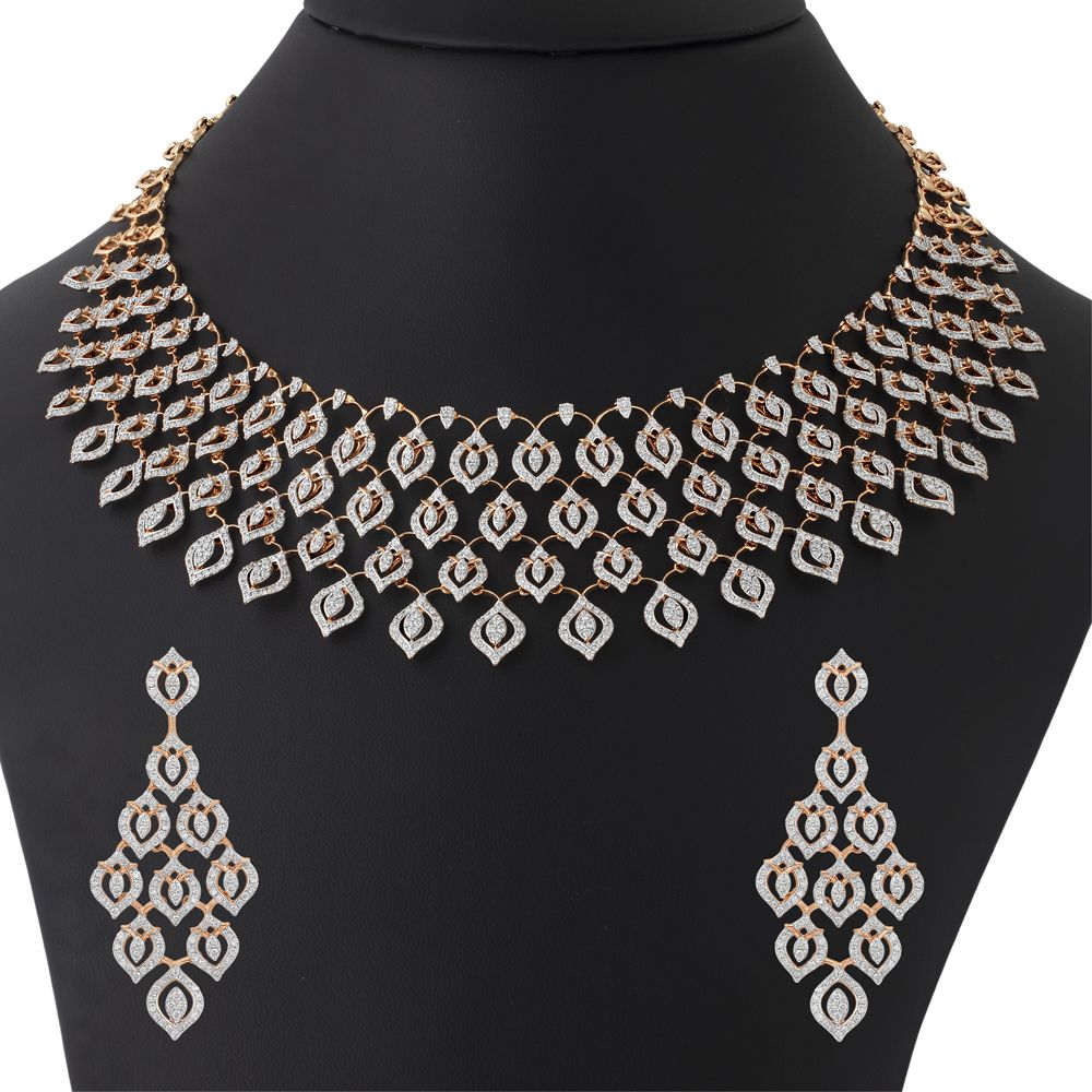 Cascading Leaves Design Jewellery Set-All Jewellery-ONS23034-D300X0B