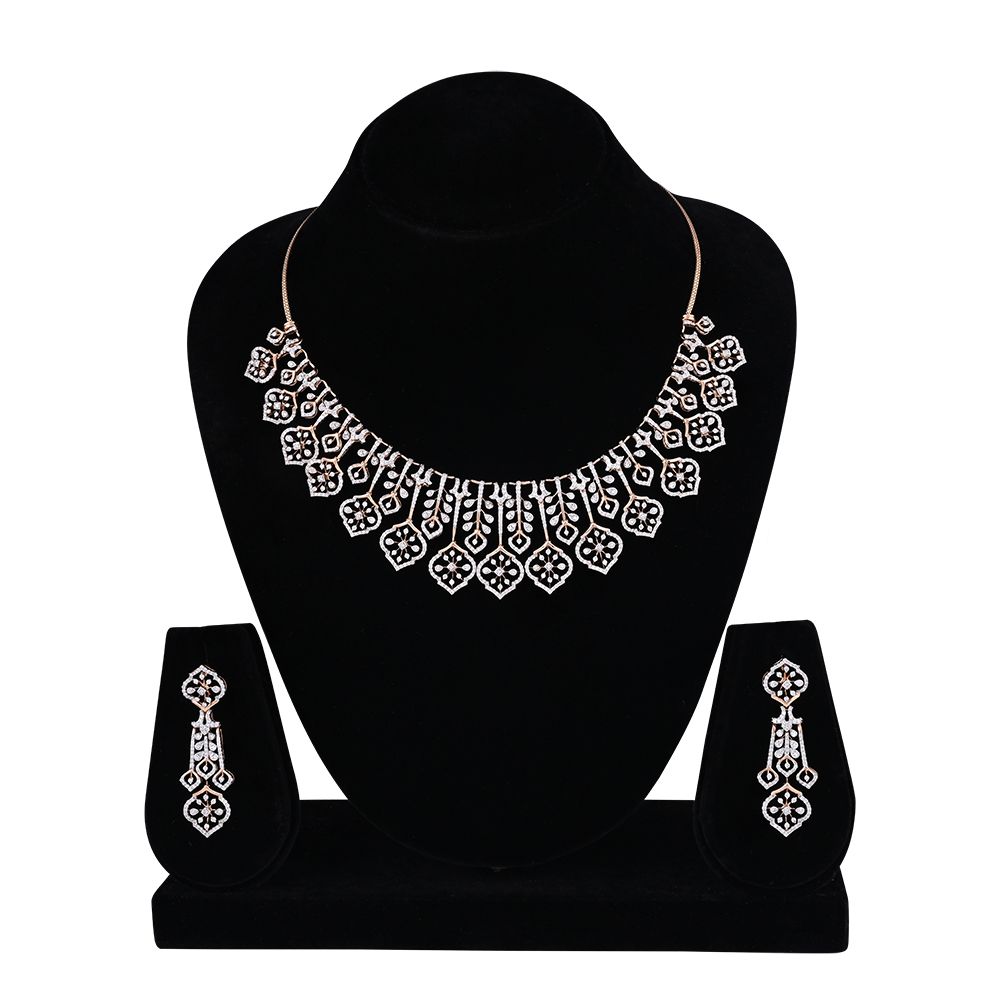 Alluring Diamond Short Necklace Set-All Jewellery-ONS23040-D300X0B