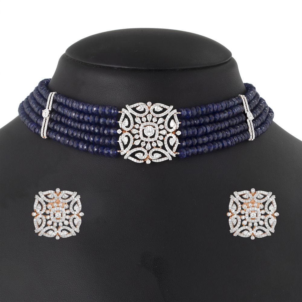 Floral Wrapped Diamond Necklace and Earrings Set-All Jewellery-ONS23045-D300X3B