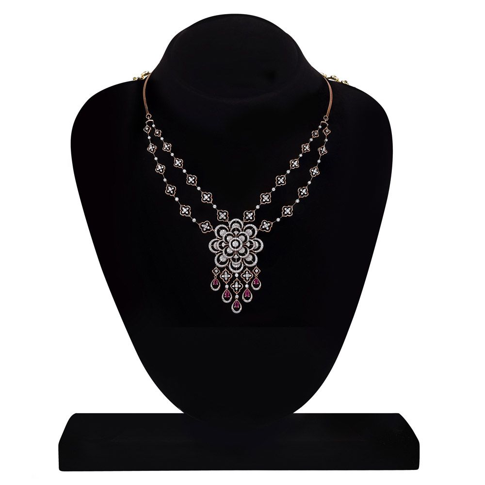 Dewdrop Design Red Gemstone Jewellery Set-All Jewellery-ONS23047-D410X0B