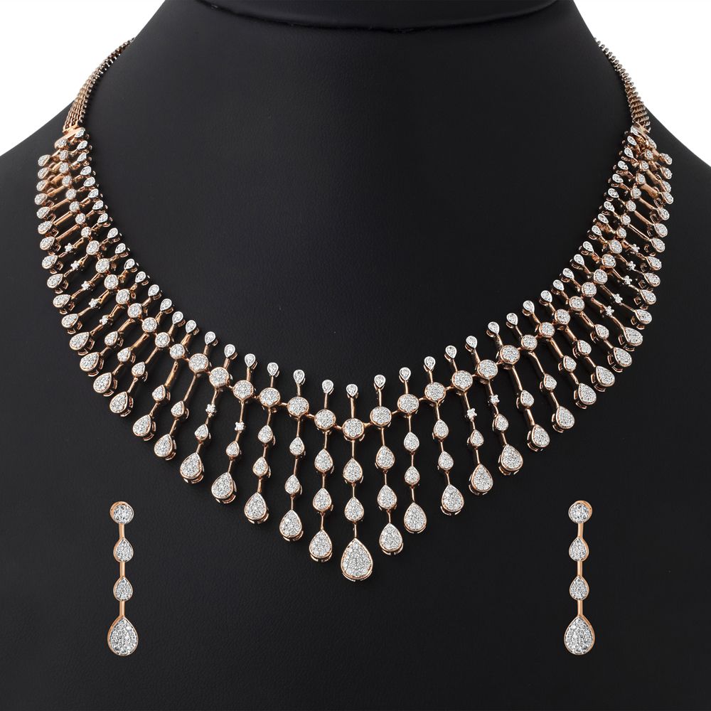 Rain Drop Diamond Necklace Set-All Jewellery-ONS23055-D900X0C