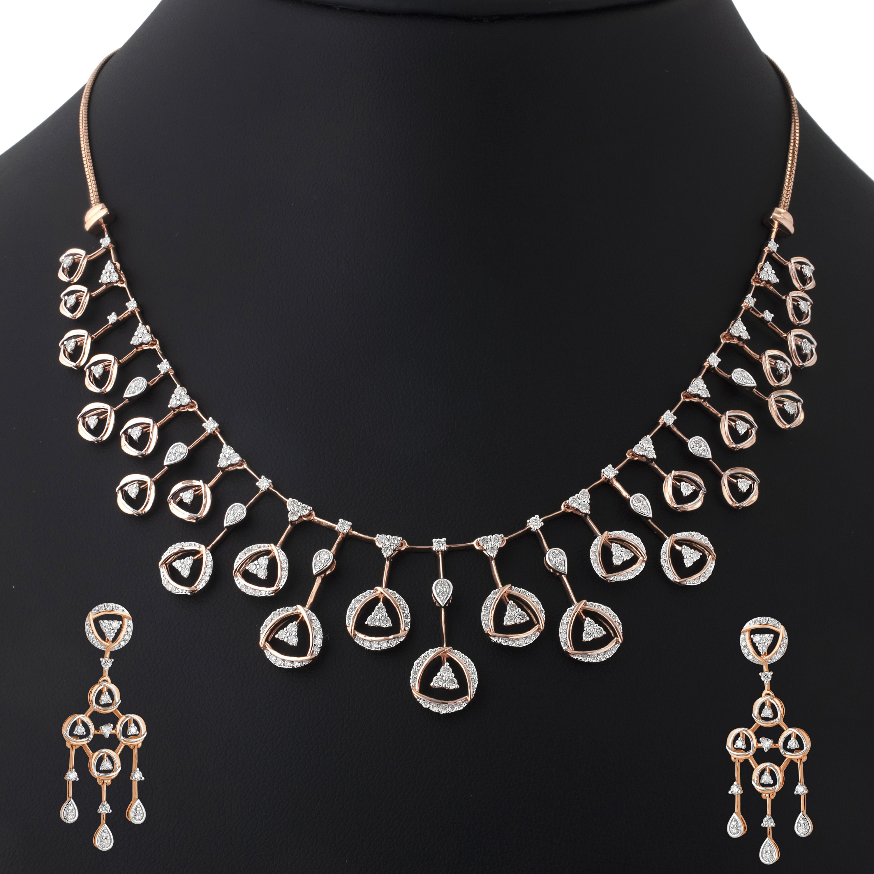 Attractive Diamond Necklace and Earrings Set-All Jewellery-ONS23057-D900X0C