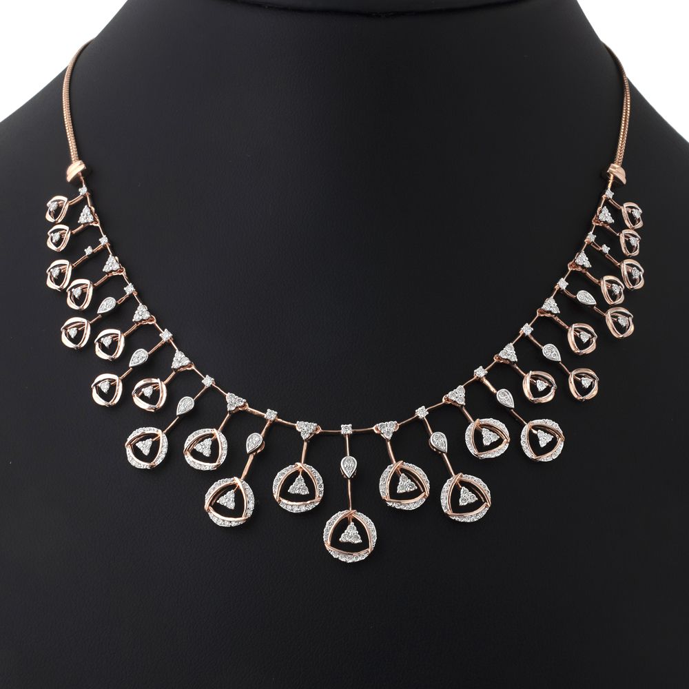 Attractive Diamond Necklace and Earrings Set-All Jewellery-ONS23057-D900X0C