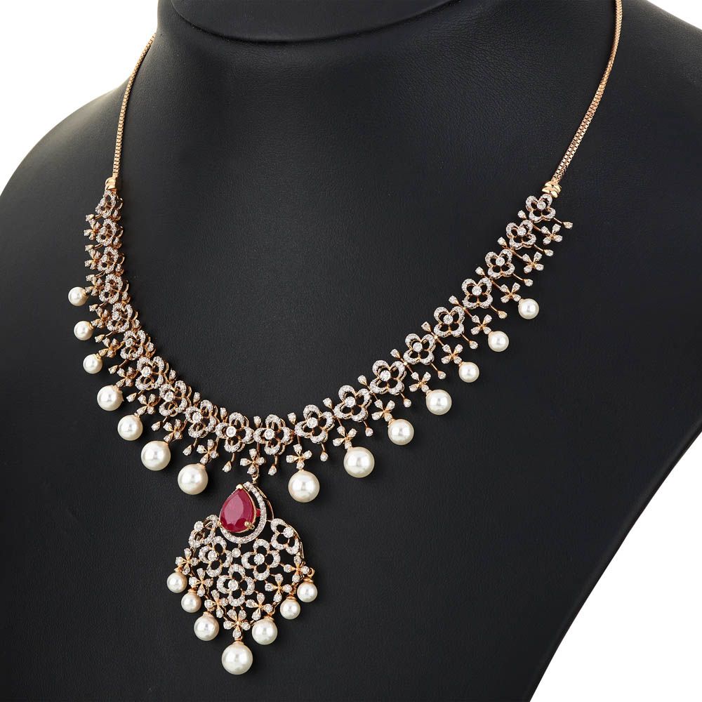 Luminous Brilliance Diamond Necklace Set-All Jewellery-ONS23058-D409X0B