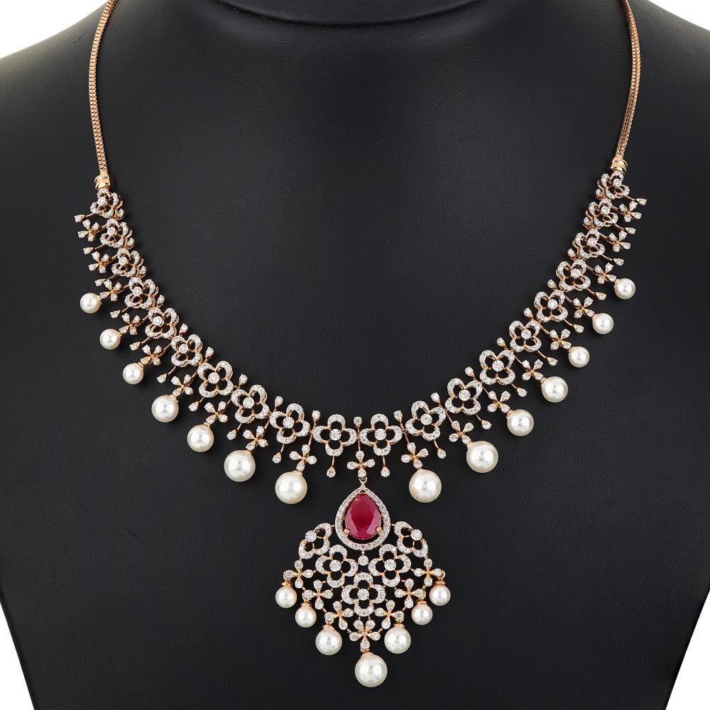 Luminous Brilliance Diamond Necklace Set-All Jewellery-ONS23058-D409X0B