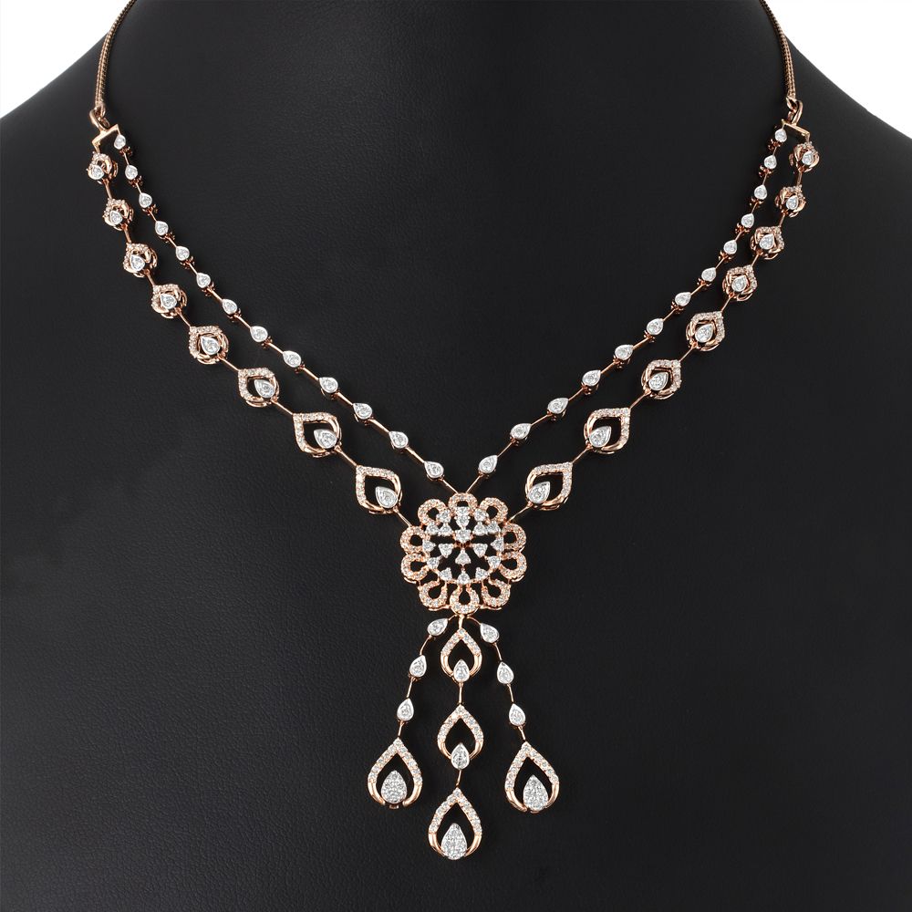 Eyecatching Diamond 14KT Rose Gold Jewellery Set-All Jewellery-ONS23061-D900X0C