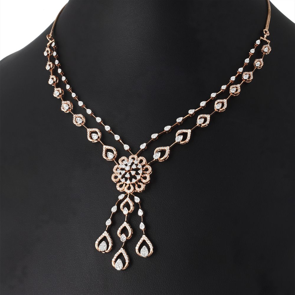 Eyecatching Diamond 14KT Rose Gold Jewellery Set-All Jewellery-ONS23061-D900X0C