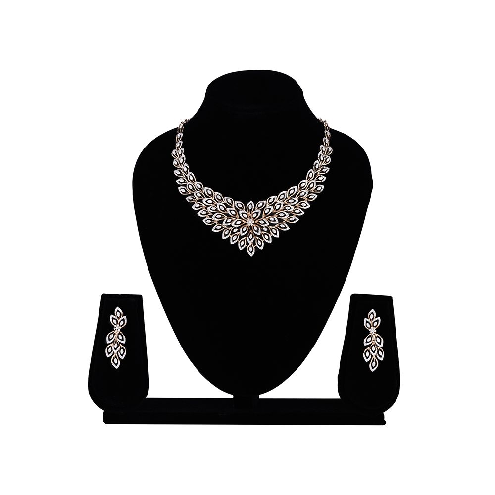Mesmerising Peacock Design Diamond Jewellery Set-All Jewellery-ONS23A11-D400X0B