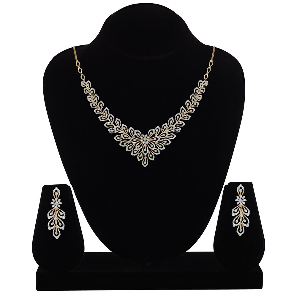 Elegant Trellis Design Diamond Necklace Set-New Arrivals-ONS23A13-D400X0B