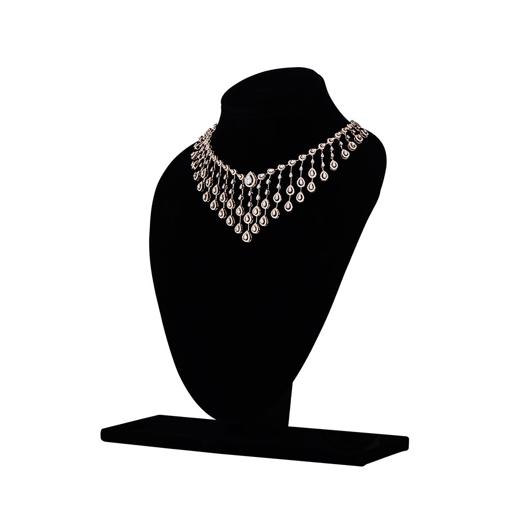 Resplendent Drop Design Diamond Necklace-Necklaces-OSN23A15-D400X2B