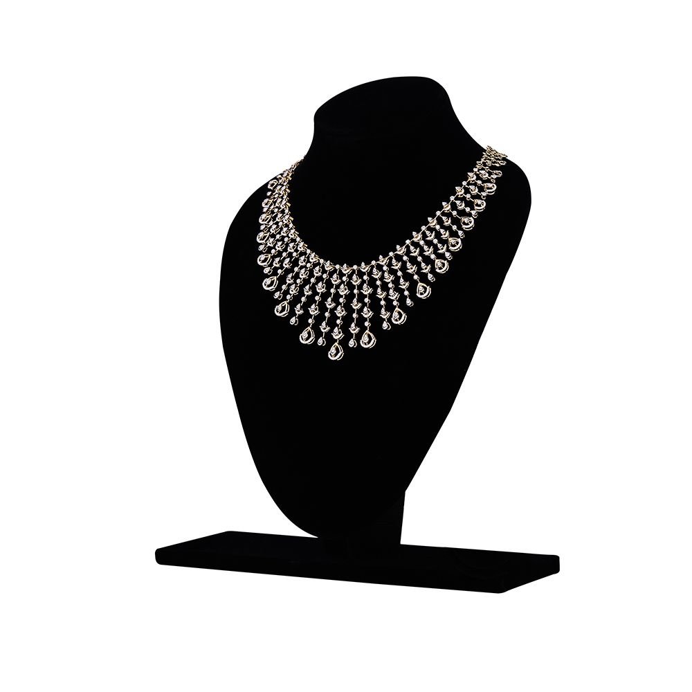 Stunning Diya Design Diamond Necklace-Necklaces-OSN23A16-D400R2B