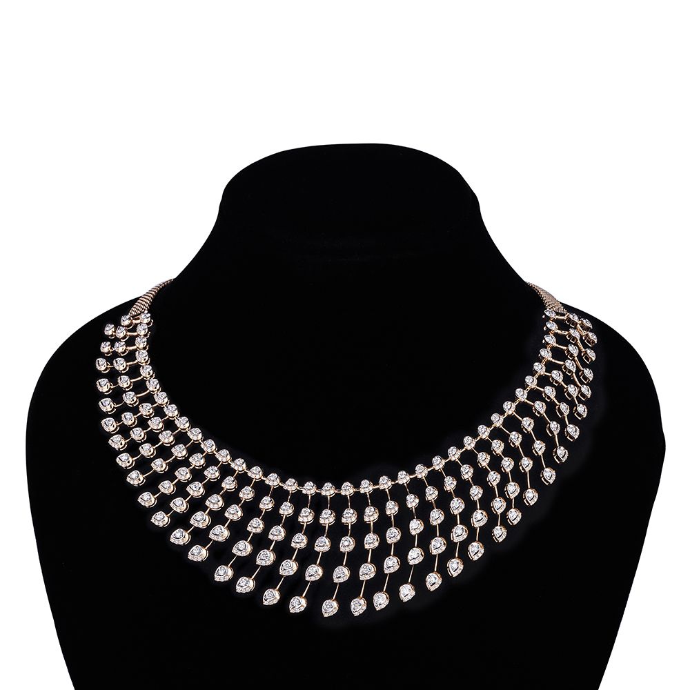 Star Burst Design Diamond Necklace Set-All Jewellery-ONS23A17-D300X0B