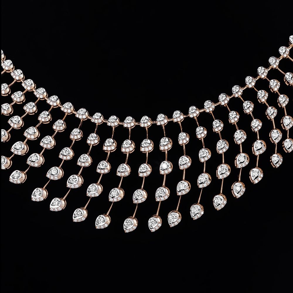 Star Burst Design Diamond Necklace-Necklaces-OSN23A17-D300X1B