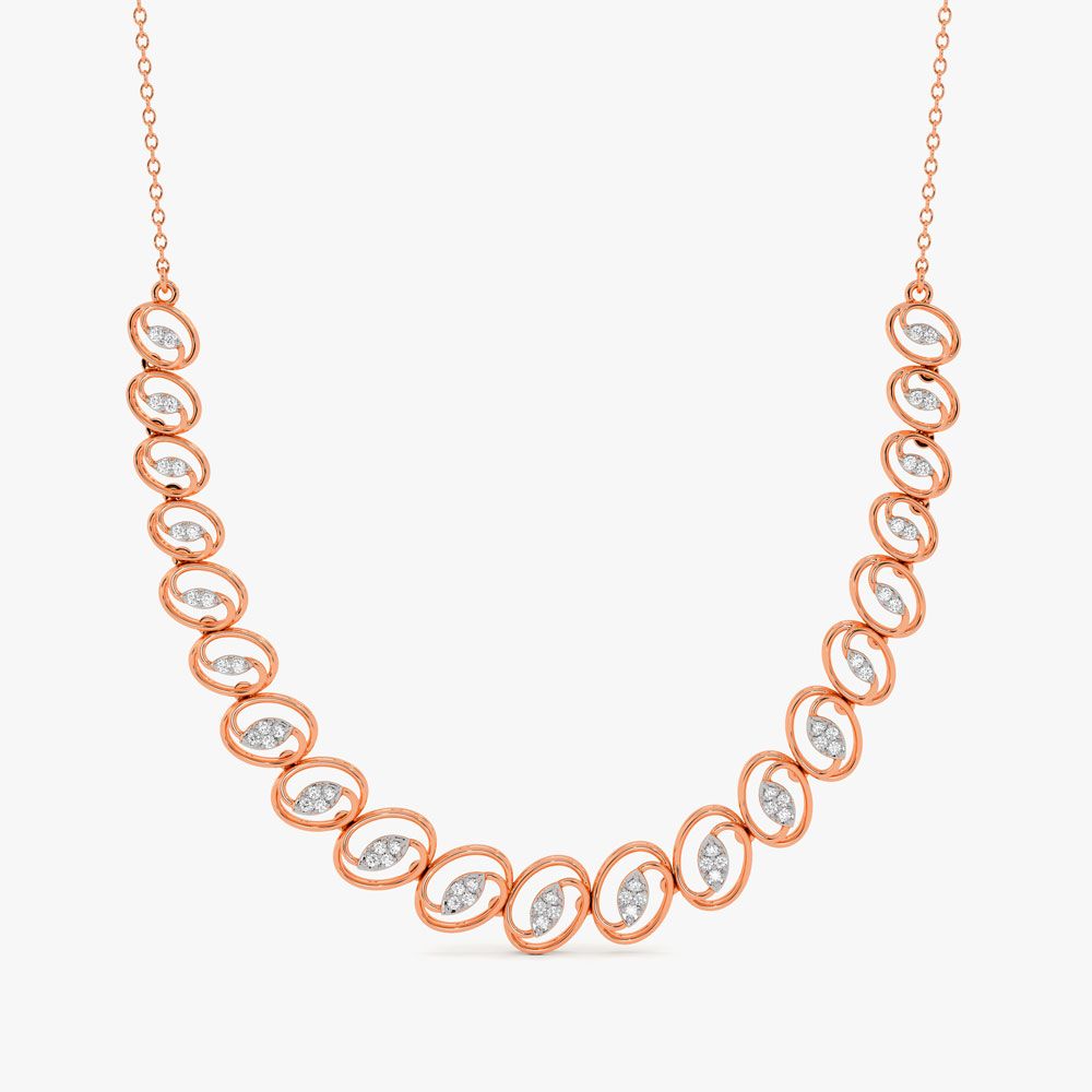 Radiant Geometric Diamond Rose Necklace-Necklaces-OSN23A19-D400X1B