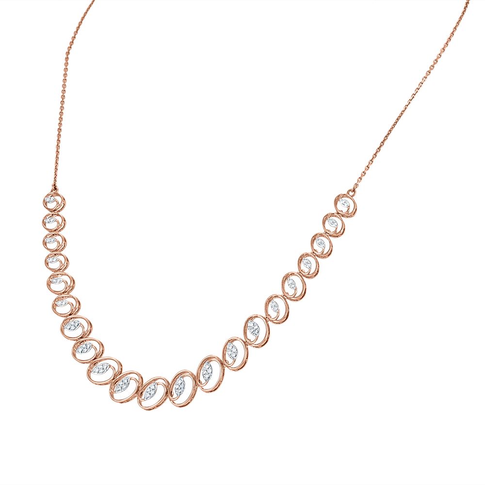 Classic Rose Gold Diamond Necklace and Earrings Set-Necklace Sets-ONS23A19-D400X0B