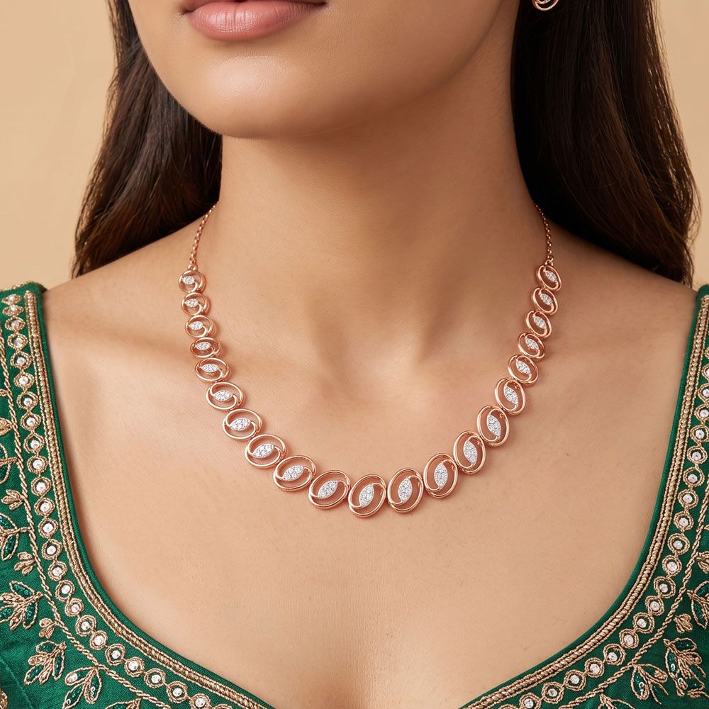 Radiant Geometric Diamond Rose Necklace-Necklaces-OSN23A19-D400X1B