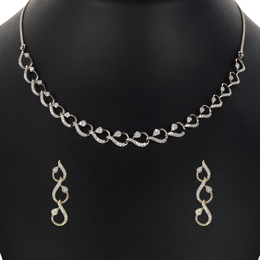 Paisley Design Diamond Necklace Set-Diamond-ONS23A20-D400X0B