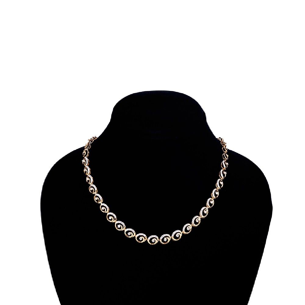 Spiral Design Diamond Necklace-Necklaces-OSN23A21-D400X1B