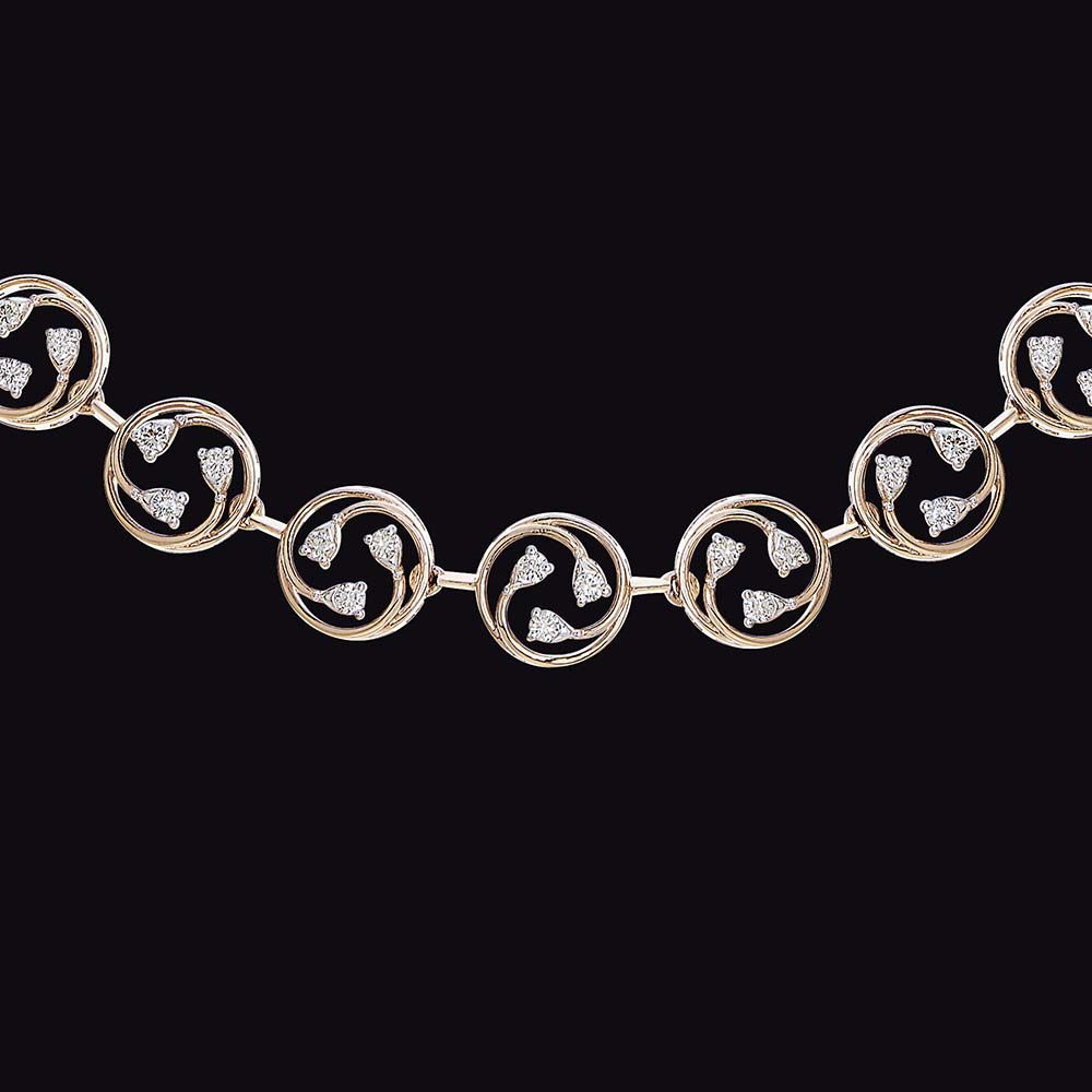 Delicate Diamond and Rose Gold Necklace-Necklaces-OSN23A22-D400X1B