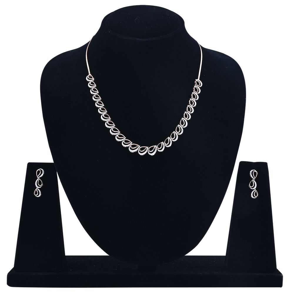 Gorgeous Drop Design Diamond Necklace Set-All Jewellery-ONS23A23-D400X0B