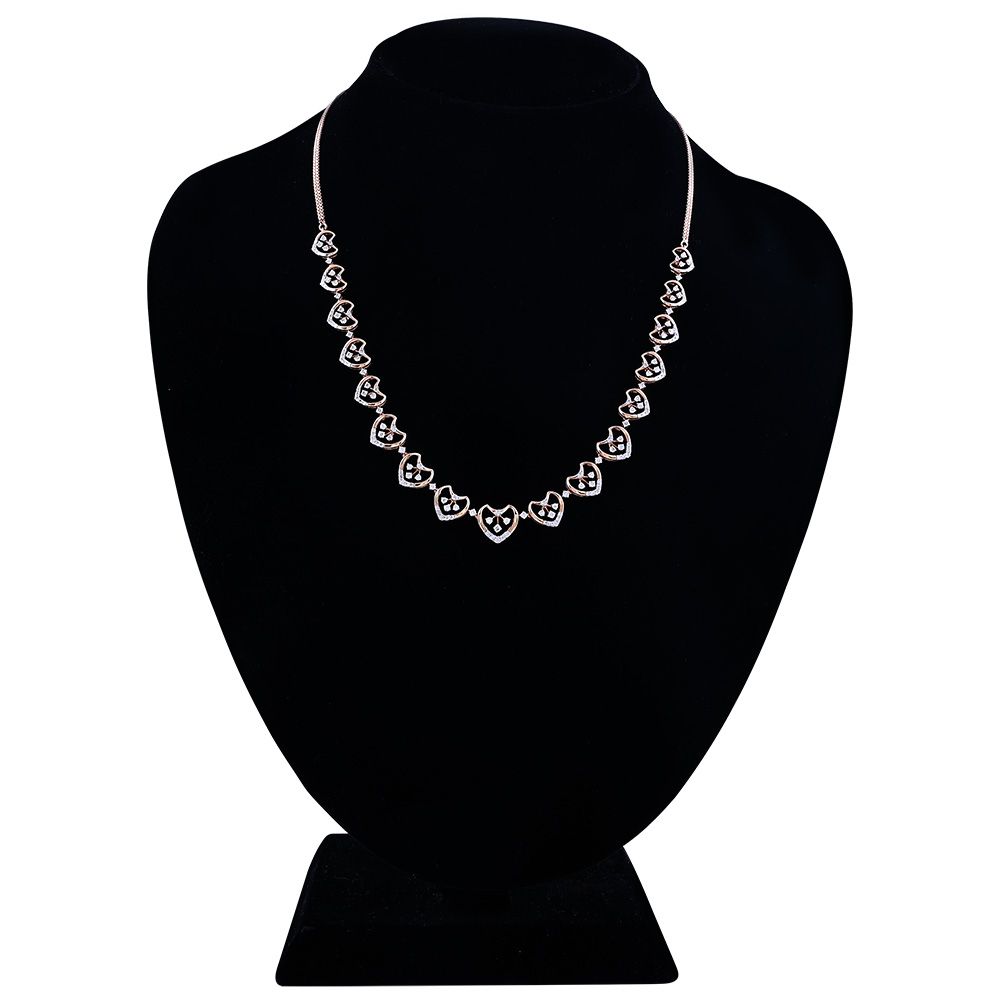 Heart Design Diamond Necklace Set-All Jewellery-ONS23A24-D400X0B