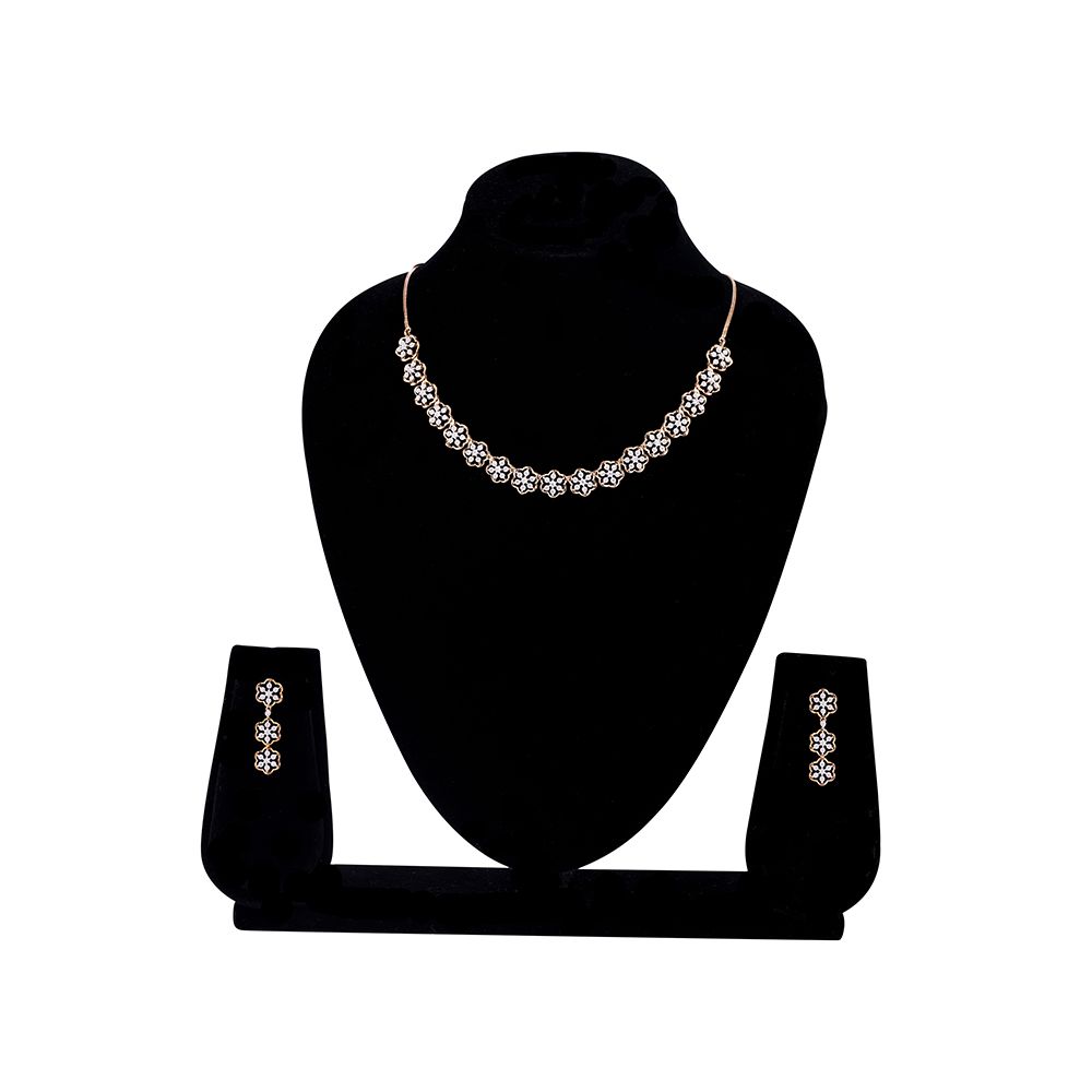Floral Diamond and Rose Gold Necklace Set-All Jewellery-ONS23A25-D900X0C