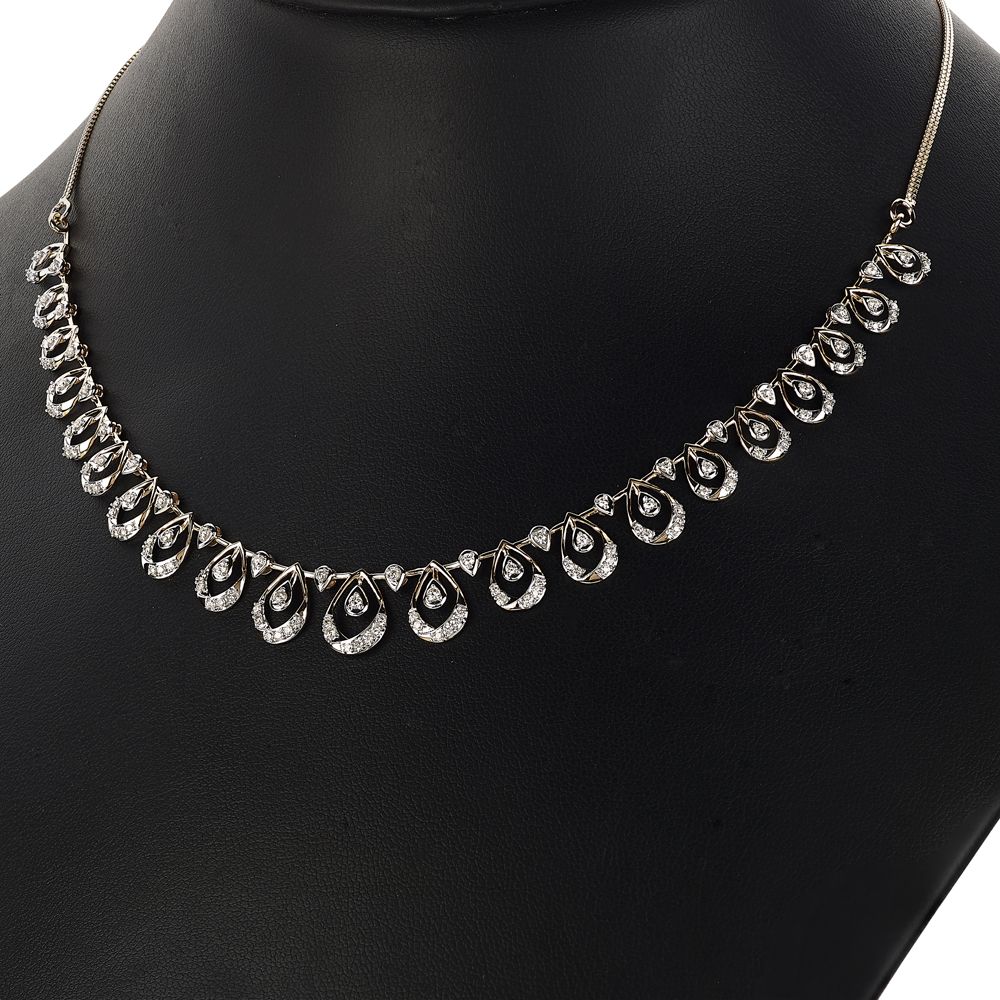 Gleaming Drop Design Diamond Necklace-Necklaces-OSN23A26-D400X1B