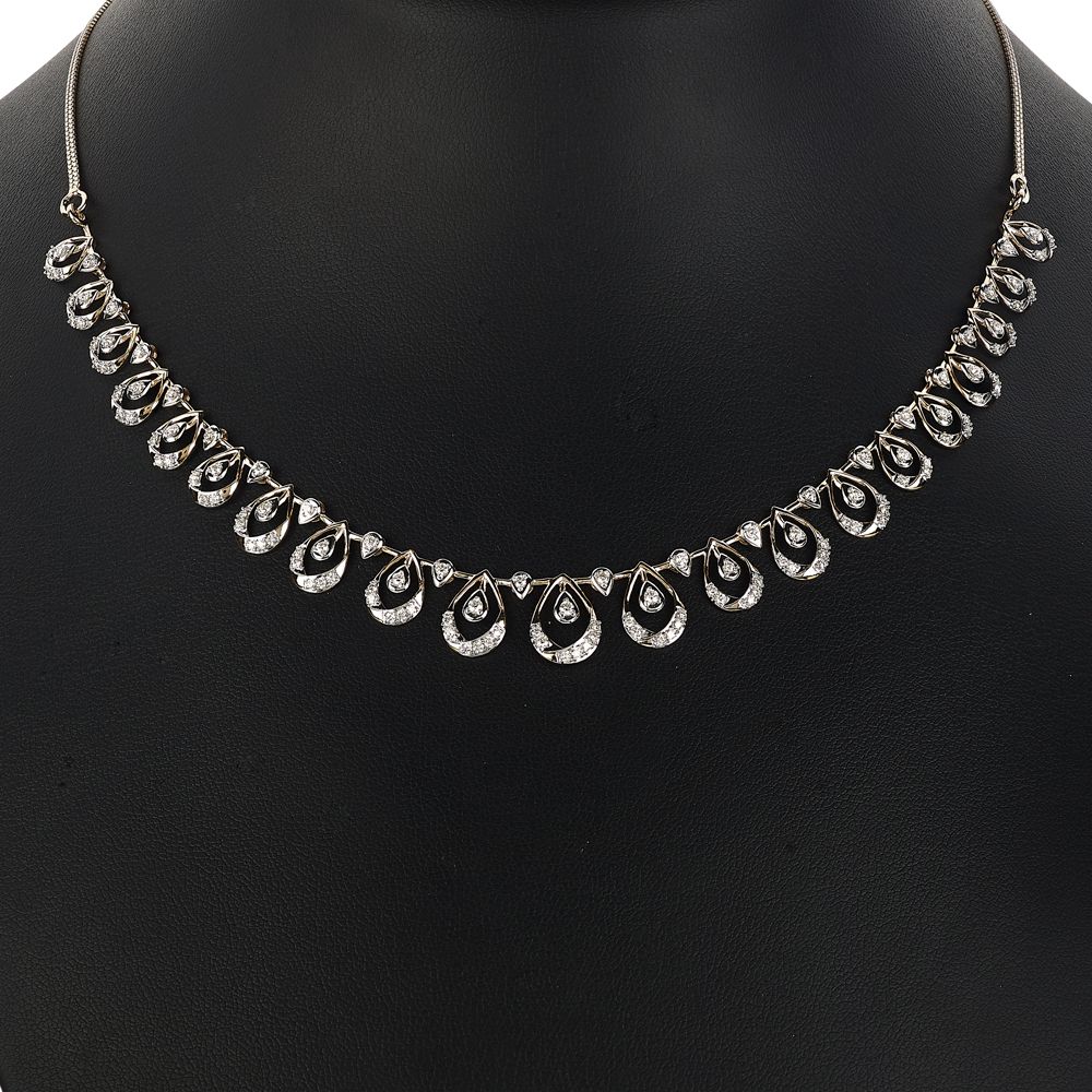 Gleaming Drop Design Diamond Necklace-Necklaces-OSN23A26-D400X1B