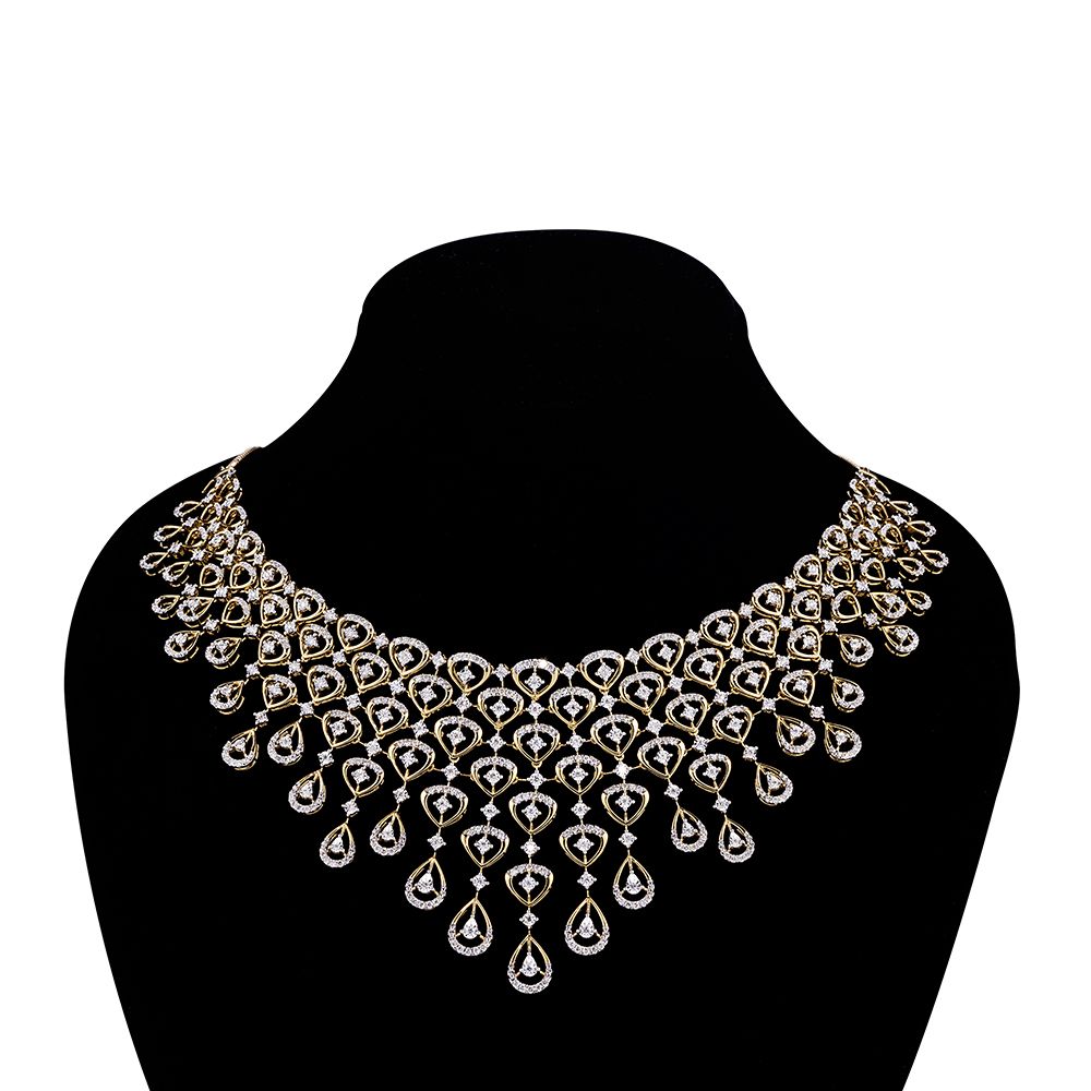 Stunning Yellow Gold and Diamond Necklace Set-Necklace Sets-ONS23A29-D400R0B