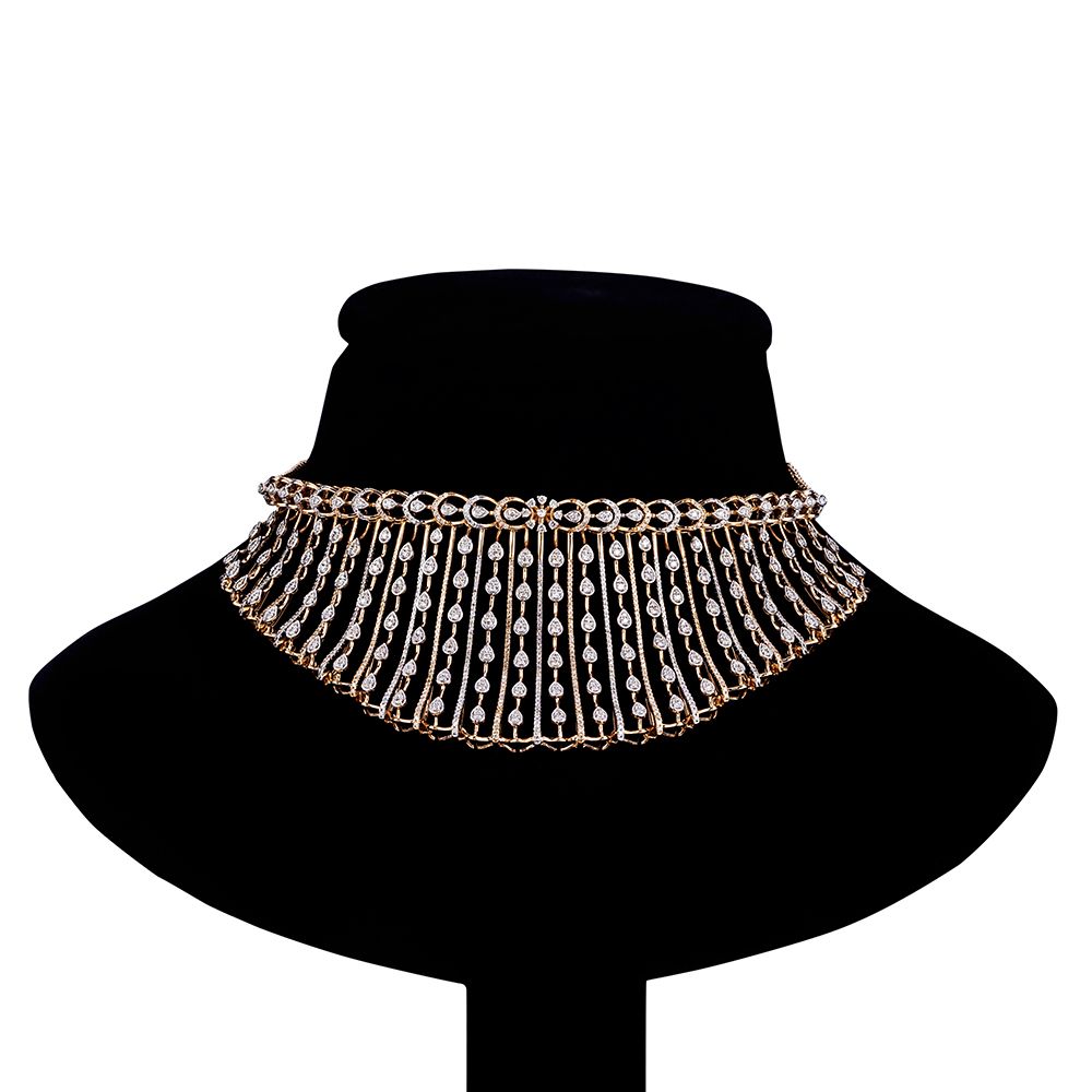 Classy Diamond and Rose Gold Jewellery Set-Necklace Sets-ONS23A35-D400X0B