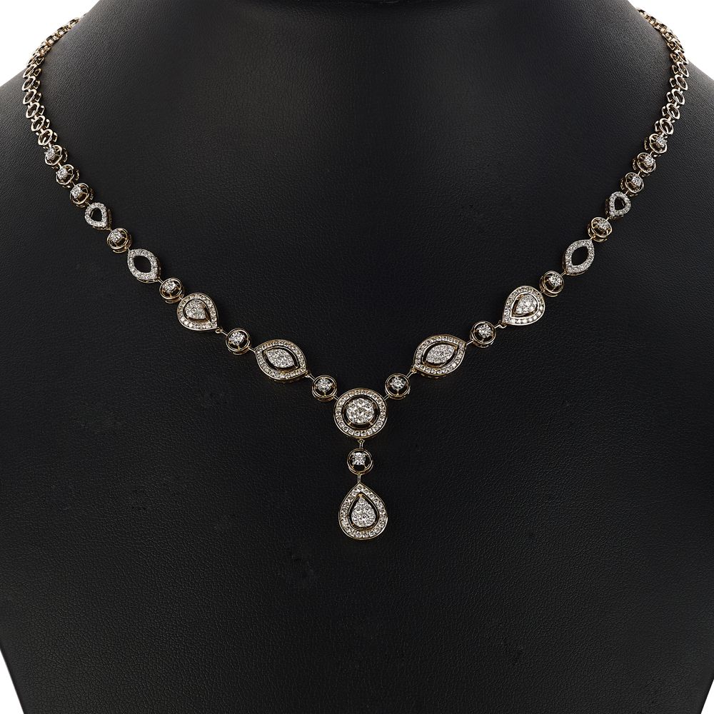 Cluster Design Diamond Necklace Set-Necklace Sets-ONS23A36-D400X0B