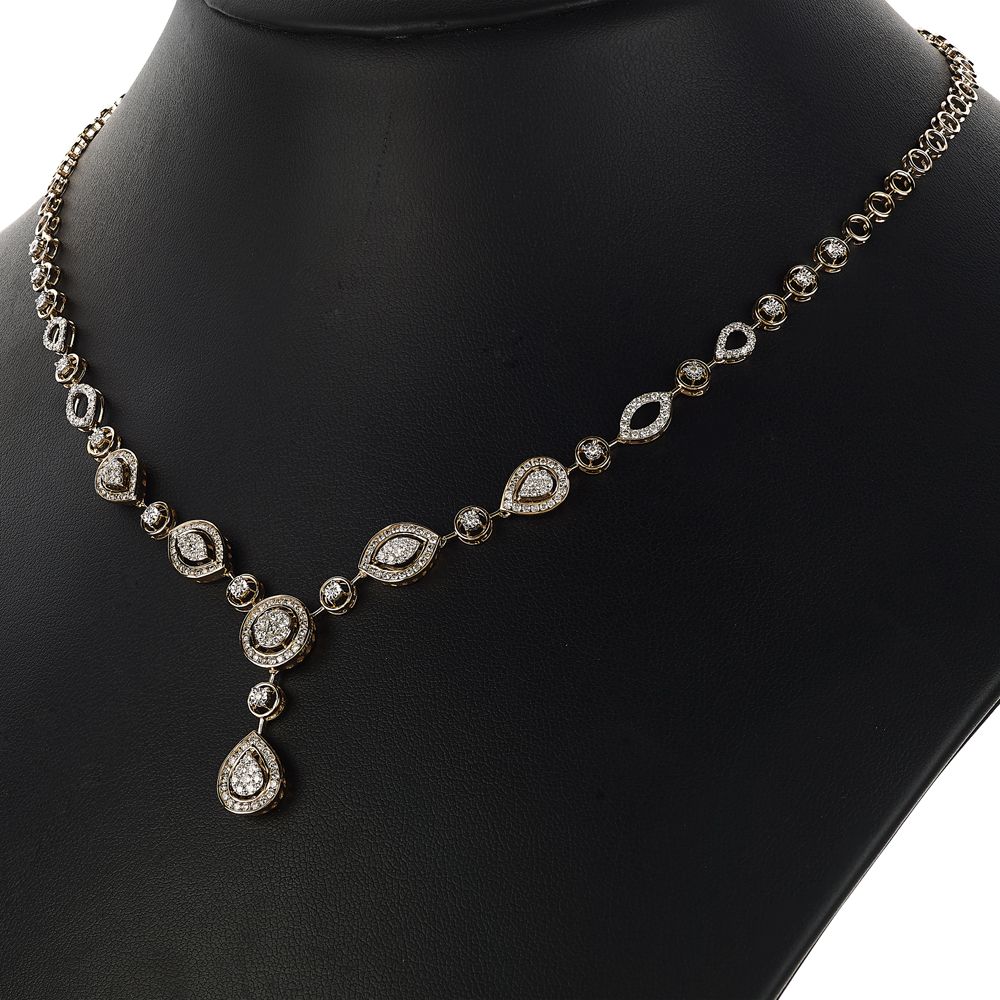 Cluster Design Diamond Necklace-Necklaces-OSN23A36-D400X2B