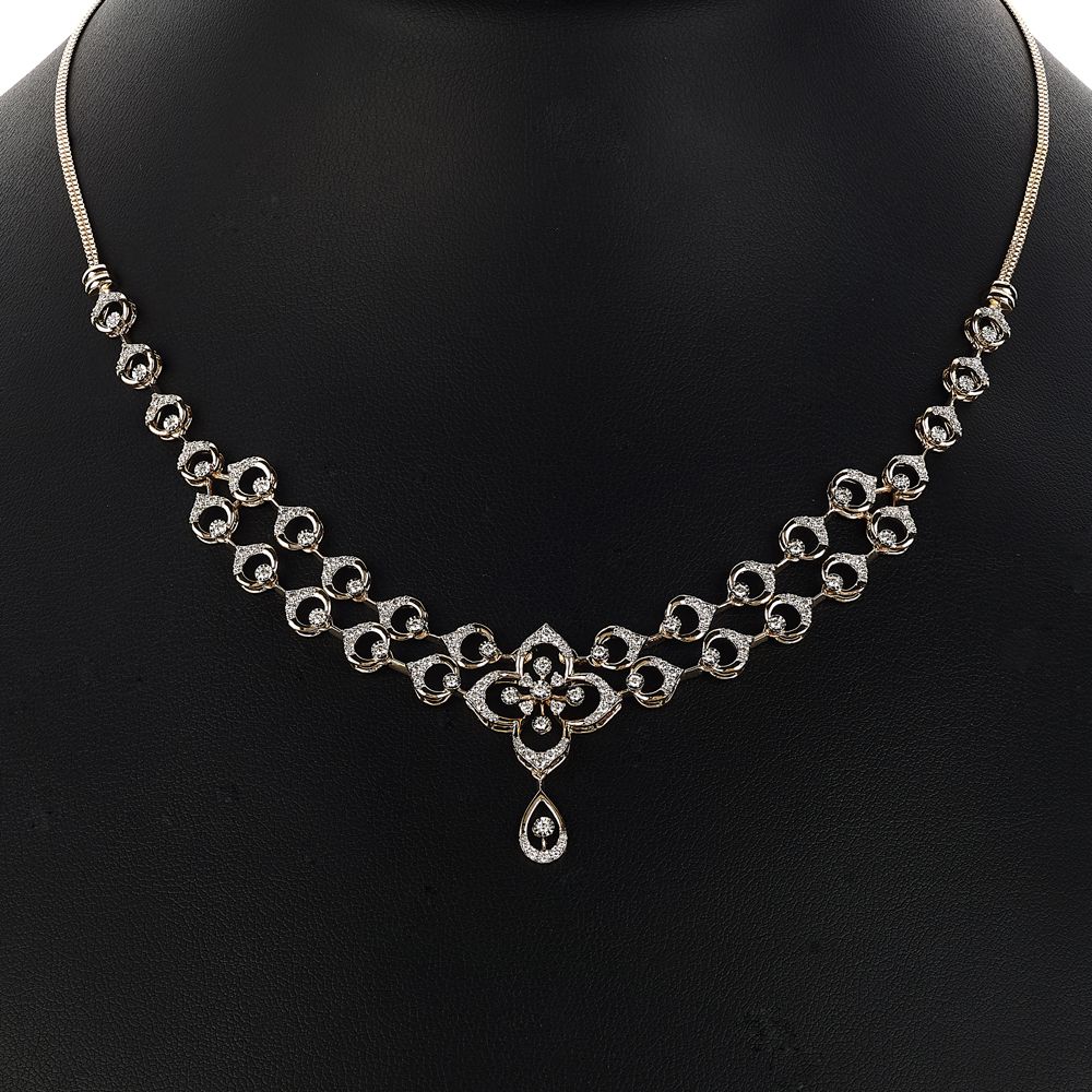 Brilliant 14Kt Rose Gold and Diamond Necklace Set-Necklace Sets-ONS23A38-D900X0C