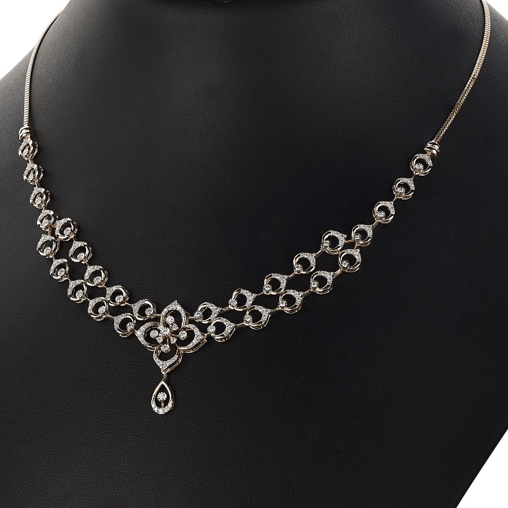 Brilliant 14Kt Rose Gold and Diamond Necklace Set-Necklace Sets-ONS23A38-D900X0C