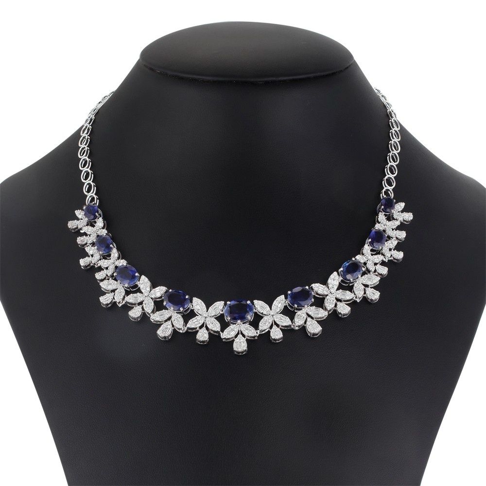 Pristine Floral and Diamond Necklace Set-Diamond-ONS23A53-D323W0B