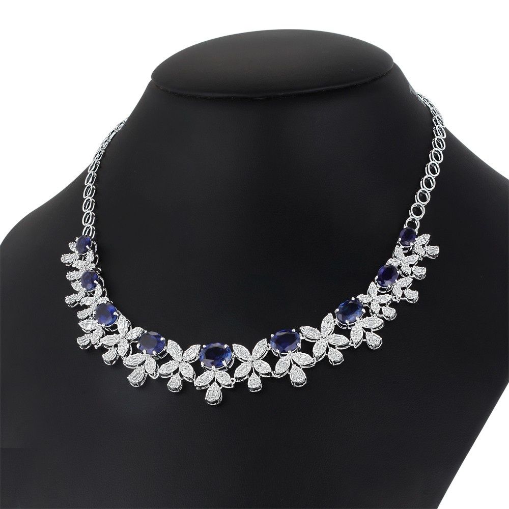 Pristine Floral and Diamond Cocktail Necklace-All Jewellery-OSN23A53-D323W2B