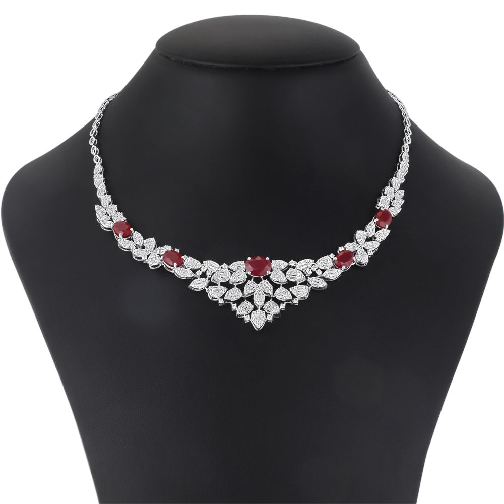 Subtle Diamond and White Gold Cocktail Necklace-All Jewellery-OSN23A55-D323W2B