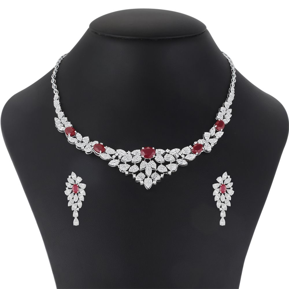 Subtle Diamond and White Gold Cocktail Necklace-Diamond-ONS23A55-D323W0B