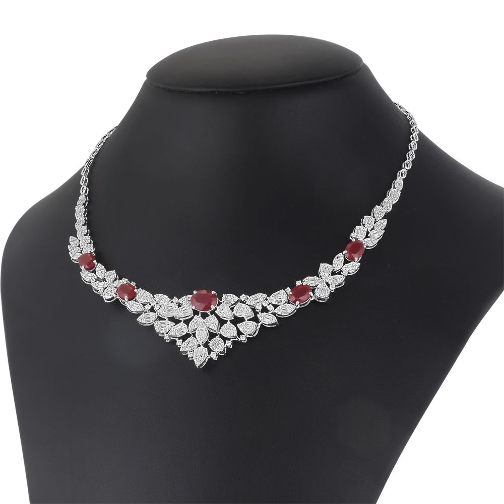 Subtle Diamond and White Gold Cocktail Necklace-All Jewellery-OSN23A55-D323W2B