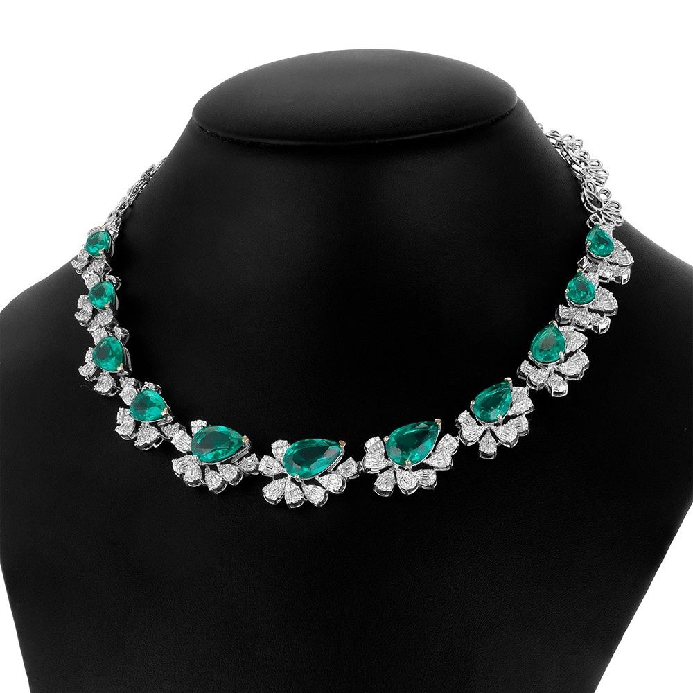Contemporary White Gold and Diamond Cocktail Necklace-All Jewellery-OSN23A56-D323W2B