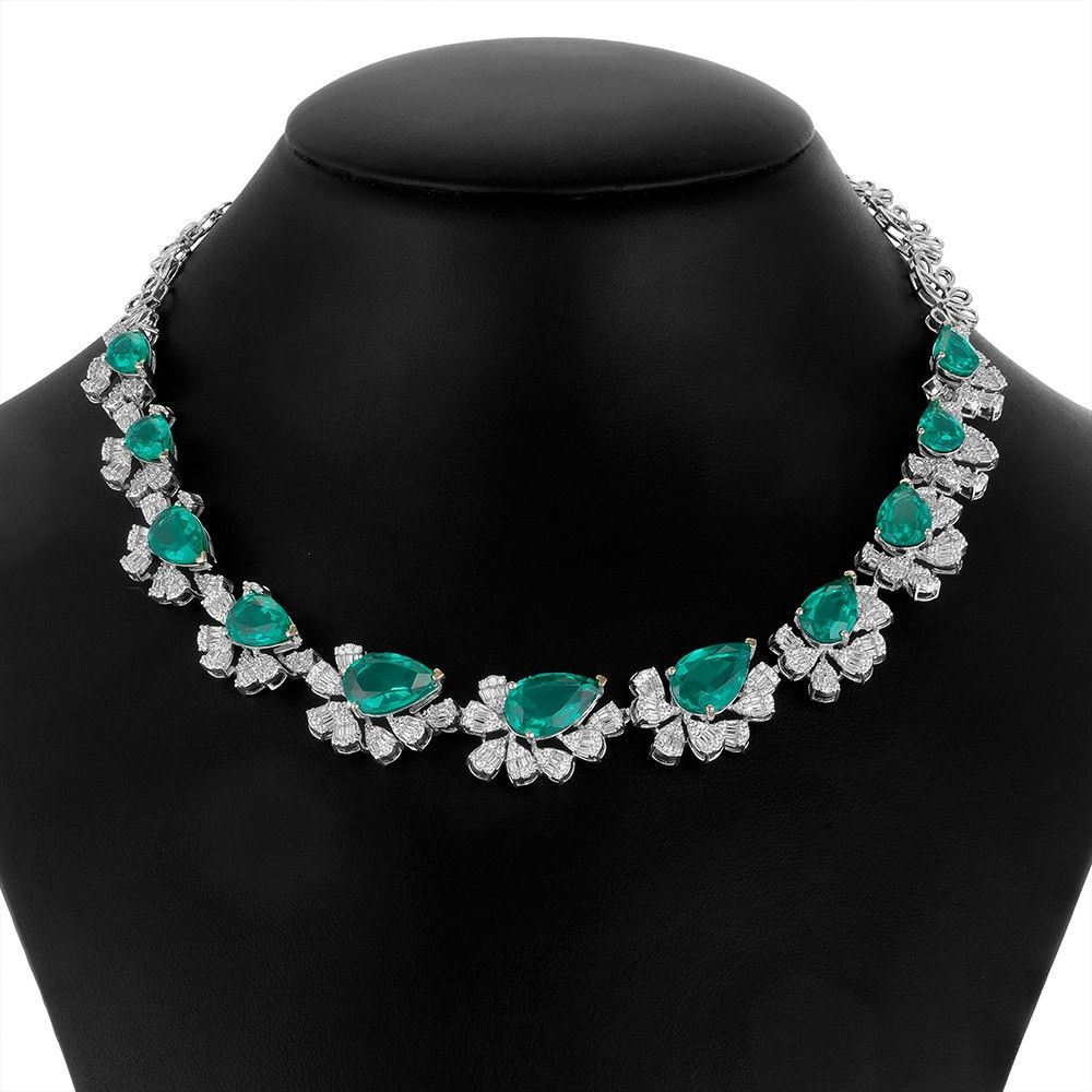 Contemporary White Gold and Diamond Cocktail Necklace-All Jewellery-OSN23A56-D323W2B