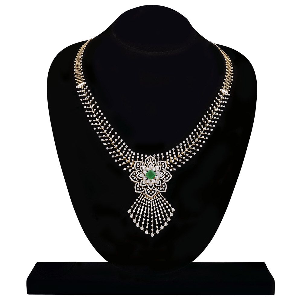 Stunning Diamond and Green Onyx Necklace Set-All Jewellery-ONS24A04-D309R0B