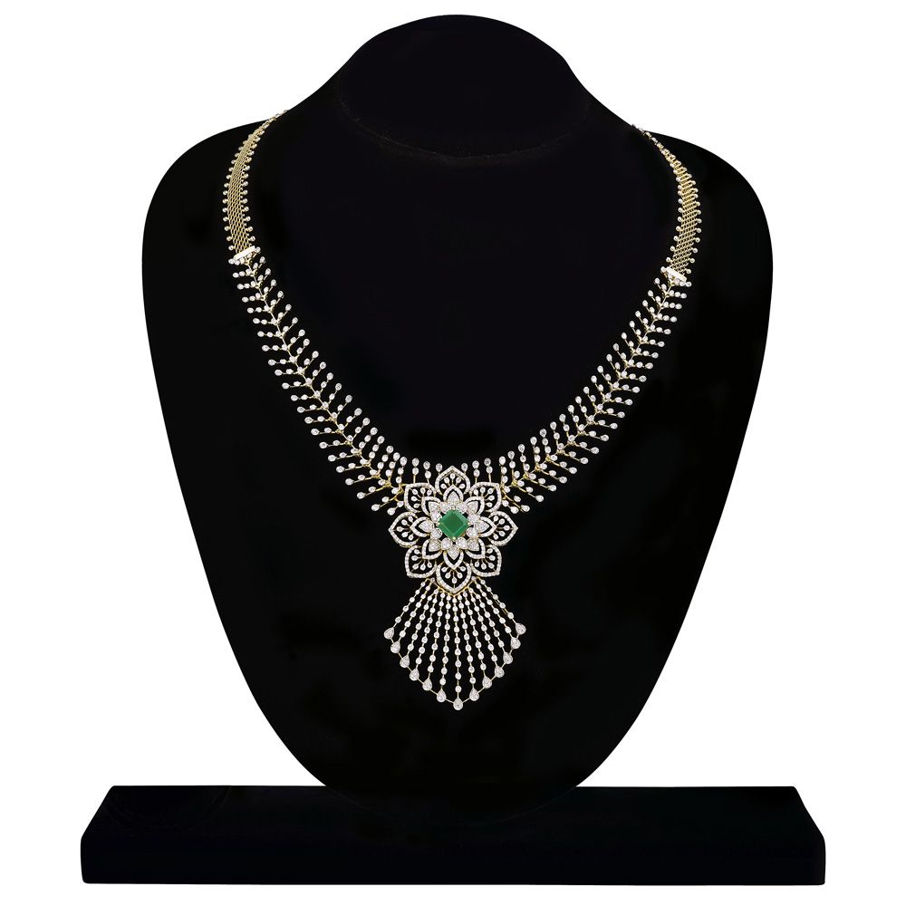 Sophisticated Floral Diamond Yellow Necklace-Necklaces-OSN24A04-D309R1B
