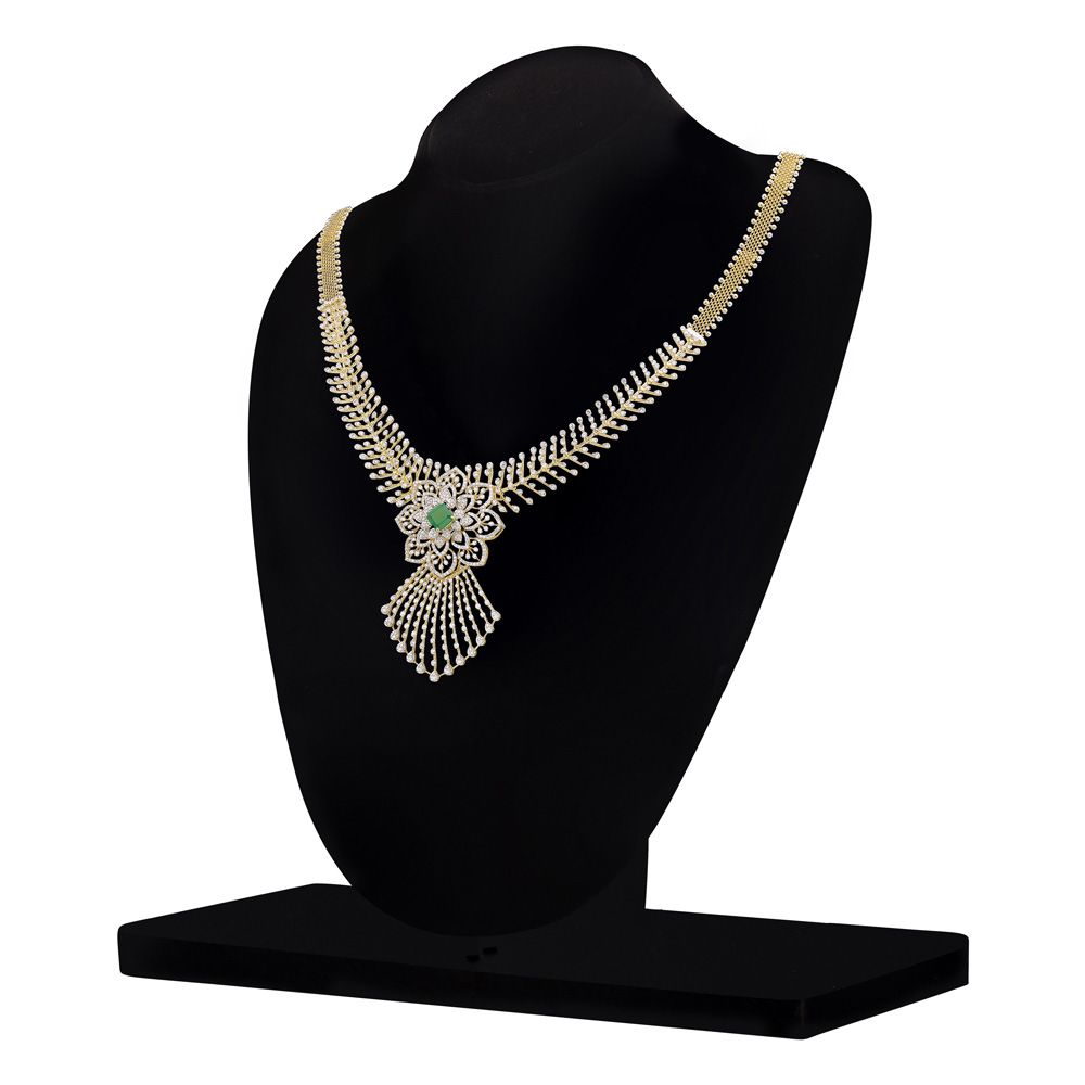 Sophisticated Floral Diamond Yellow Necklace-Necklaces-OSN24A04-D309R1B