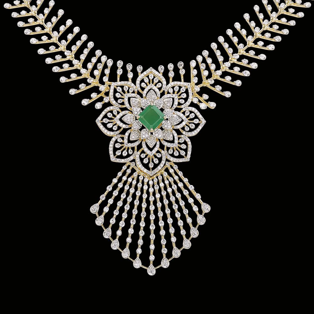 Sophisticated Floral Diamond Yellow Necklace-Necklaces-OSN24A04-D309R1B