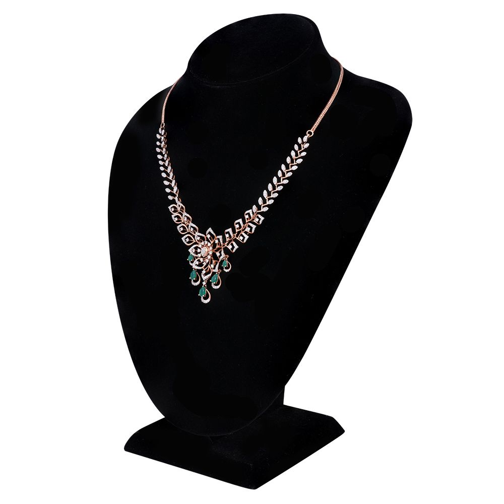 Luminous Floral Diamond Rose Necklace-Necklaces-OSN24A11-D424X1B