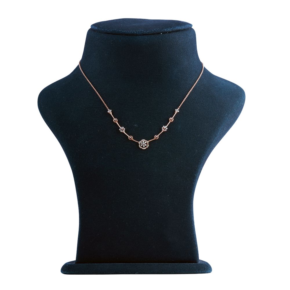 Graceful Floral Diamond Rose Necklace-Necklaces-OSN24A20-D400X1C